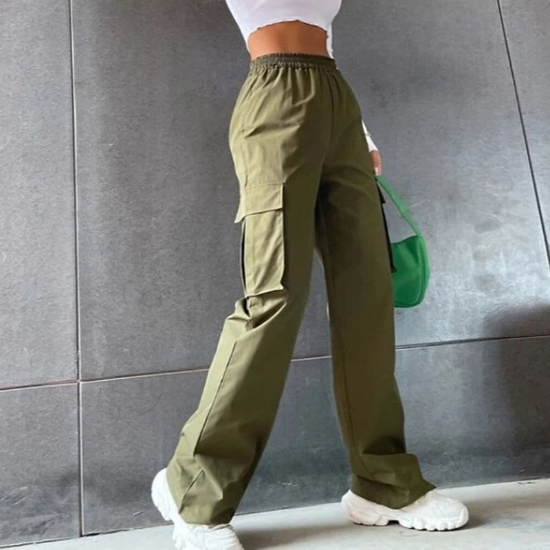 Women's Chinos Cargo Mid Waist Pants Women's Bottoms Army Green S - DailySale