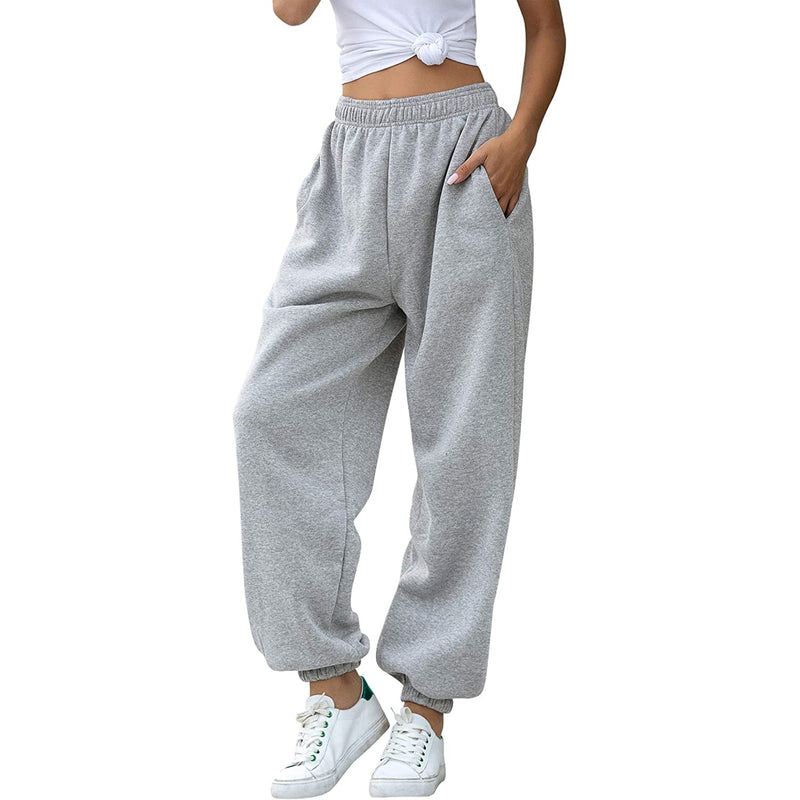 Women's Cinch Bottom Sweatpants Pockets High Waist Sporty Women's Bottoms Gray S - DailySale