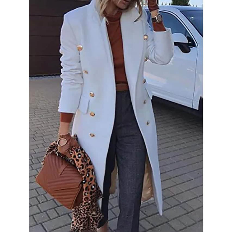 Women's Coat Regular Fit Warm Casual Jacket Long Sleeve Solid Color Women's Outerwear White M - DailySale