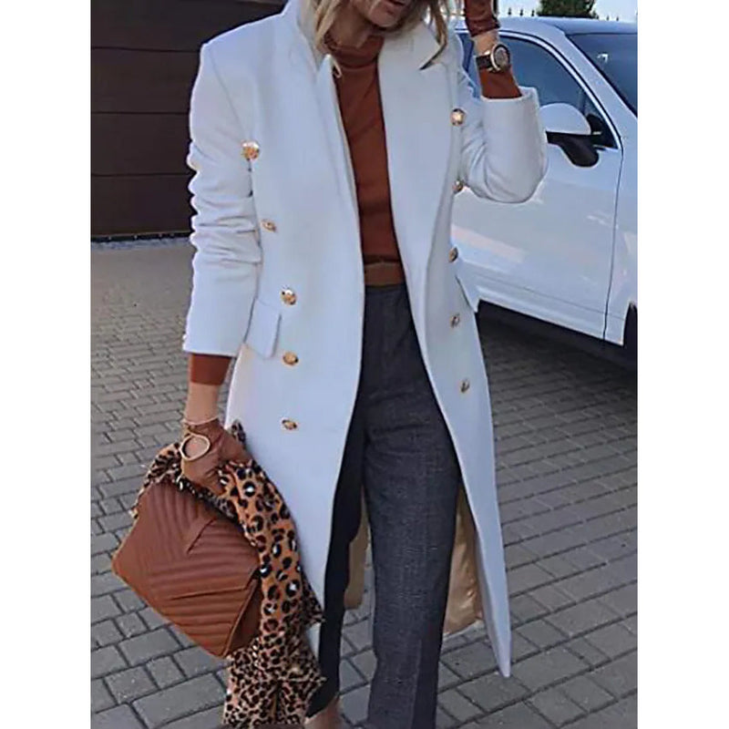 Women's Coat Regular Fit Warm Casual Jacket Long Sleeve Solid Color Women's Outerwear White M - DailySale