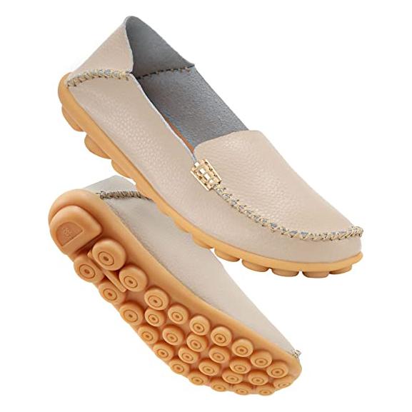 Women's Comfortable Leather Loafers Women's Shoes & Accessories Beige 5 - DailySale