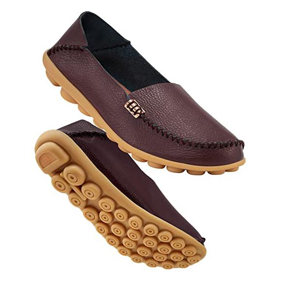 Women's Comfortable Leather Loafers Women's Shoes & Accessories Coffee 5 - DailySale