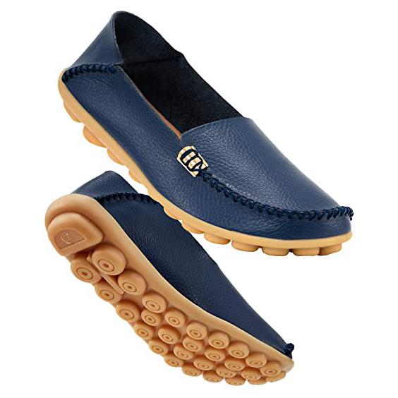 Women's Comfortable Leather Loafers Women's Shoes & Accessories Dark Blue 5 - DailySale