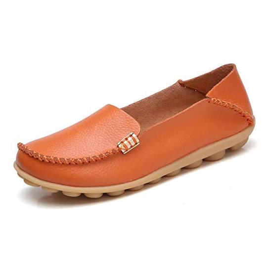Women's Comfortable Leather Loafers Women's Shoes & Accessories Orange 5 - DailySale