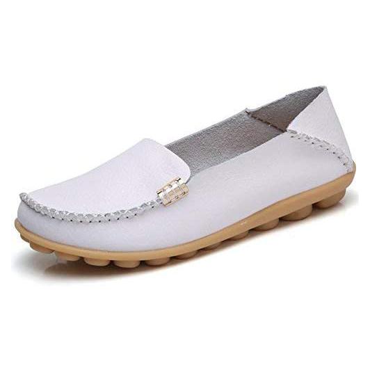 Women's Comfortable Leather Loafers Women's Shoes & Accessories White 5 - DailySale