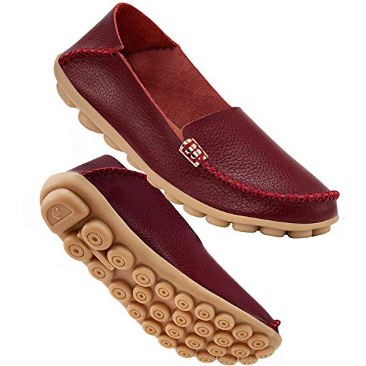 Women's Comfortable Leather Loafers Women's Shoes & Accessories Wine Red 5 - DailySale