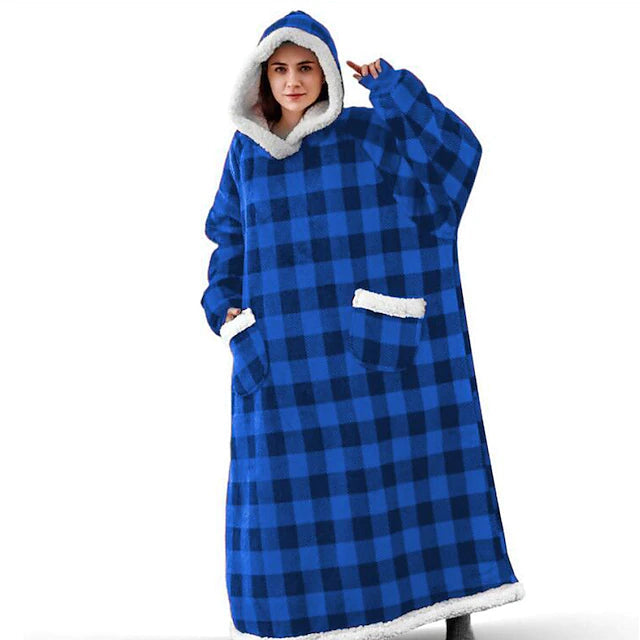 Women's Couple's Pajamas Nightgown Blanket Nighty Women's Loungewear Royal Blue - DailySale