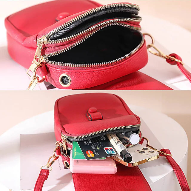 Women's Crossbody Leather Solid Color Plain Bag Wallet Bags & Travel - DailySale