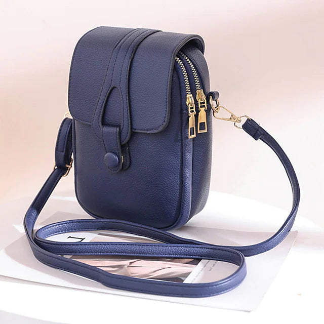 Women's Crossbody Leather Solid Color Plain Bag Wallet Bags & Travel Royal Blue - DailySale