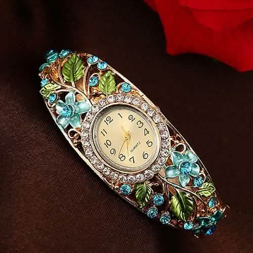 Women's Crystal Bracelet Wrist Watch Women's Shoes & Accessories Blue - DailySale