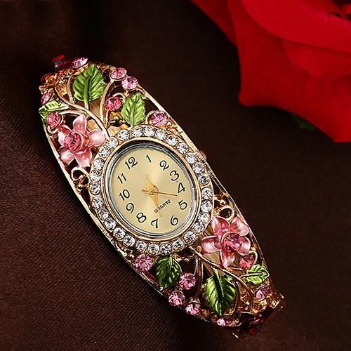 Women's Crystal Bracelet Wrist Watch Women's Shoes & Accessories Pink - DailySale