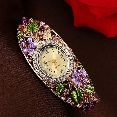 Women's Crystal Bracelet Wrist Watch Women's Shoes & Accessories Purple - DailySale
