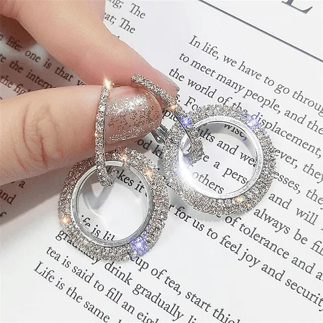 Women's Crystal Earrings Earrings Silver - DailySale