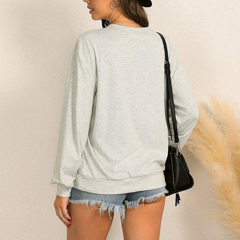 Women's Cute Long Sleeve Top Loose Crewneck Pullover Sweatshirt