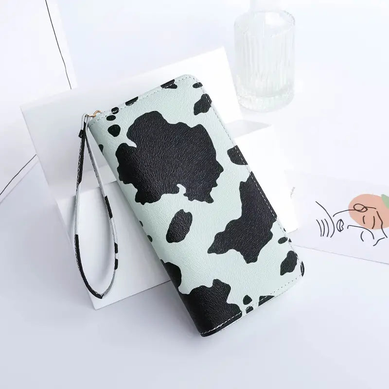 Women's Cute Versatile Faux Leather Cow Print Long Wallet Women's Shoes & Accessories Green - DailySale