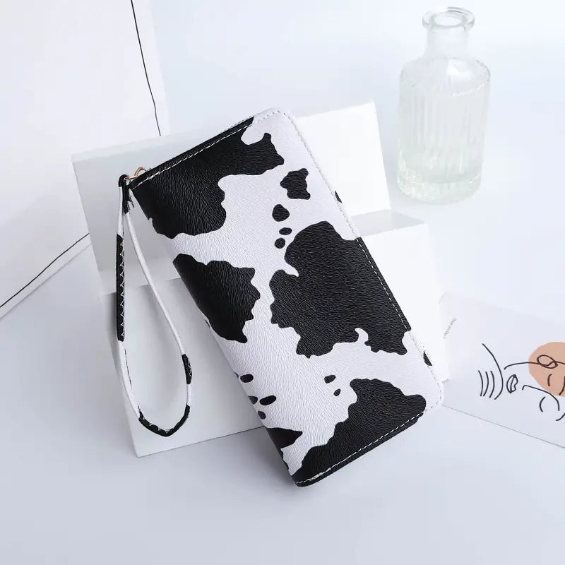Women's Cute Versatile Faux Leather Cow Print Long Wallet Women's Shoes & Accessories White - DailySale