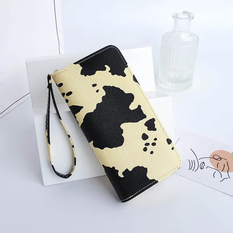 Women's Cute Versatile Faux Leather Cow Print Long Wallet Women's Shoes & Accessories Yellow - DailySale