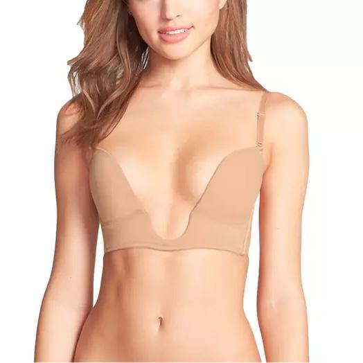 Women's Deep U Plunging Bra in Standard and Plus Sizes Women's Clothing Beige 32B - DailySale