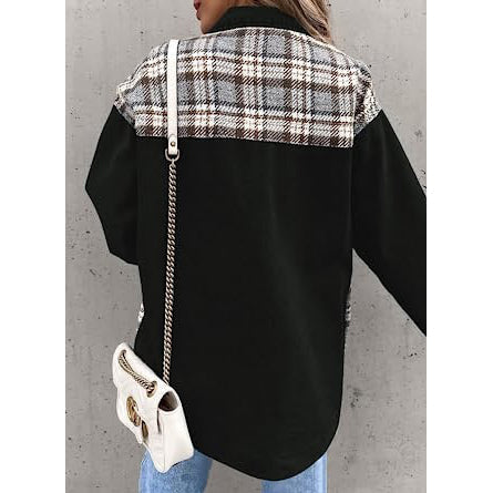 Women's Denim Jacket Long Sleeve Plaid Button Down Shirts Shacket Women's Outerwear - DailySale