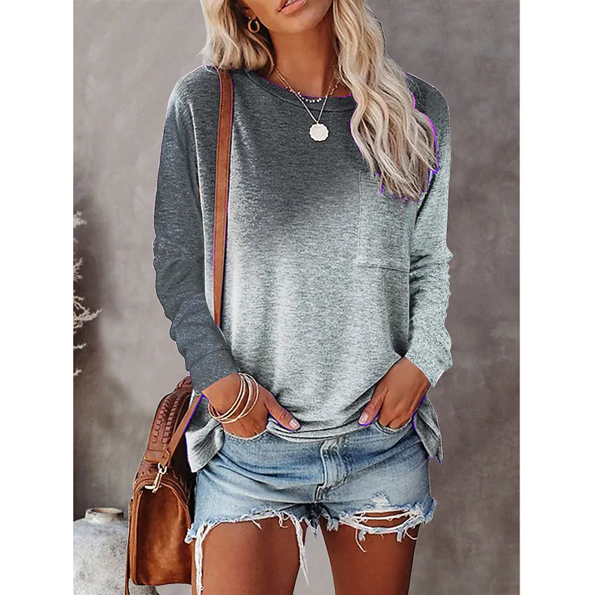 Women's Drawing T-Shirt Crew Neck Basic Top Women's Tops Gray S - DailySale