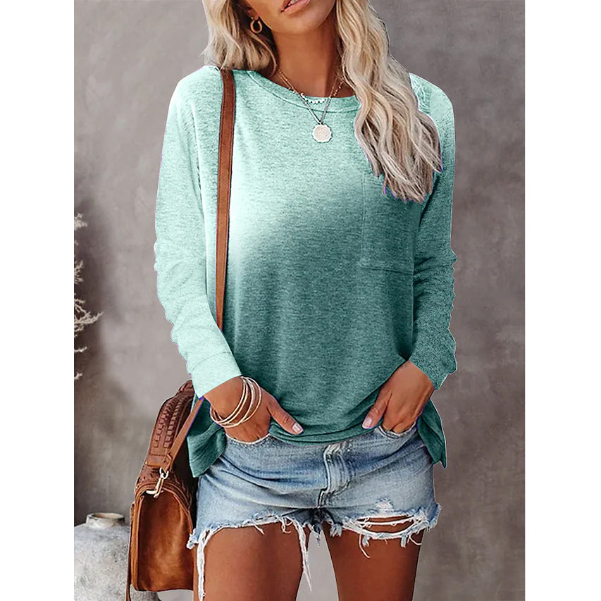 Women's Drawing T-Shirt Crew Neck Basic Top Women's Tops Green S - DailySale