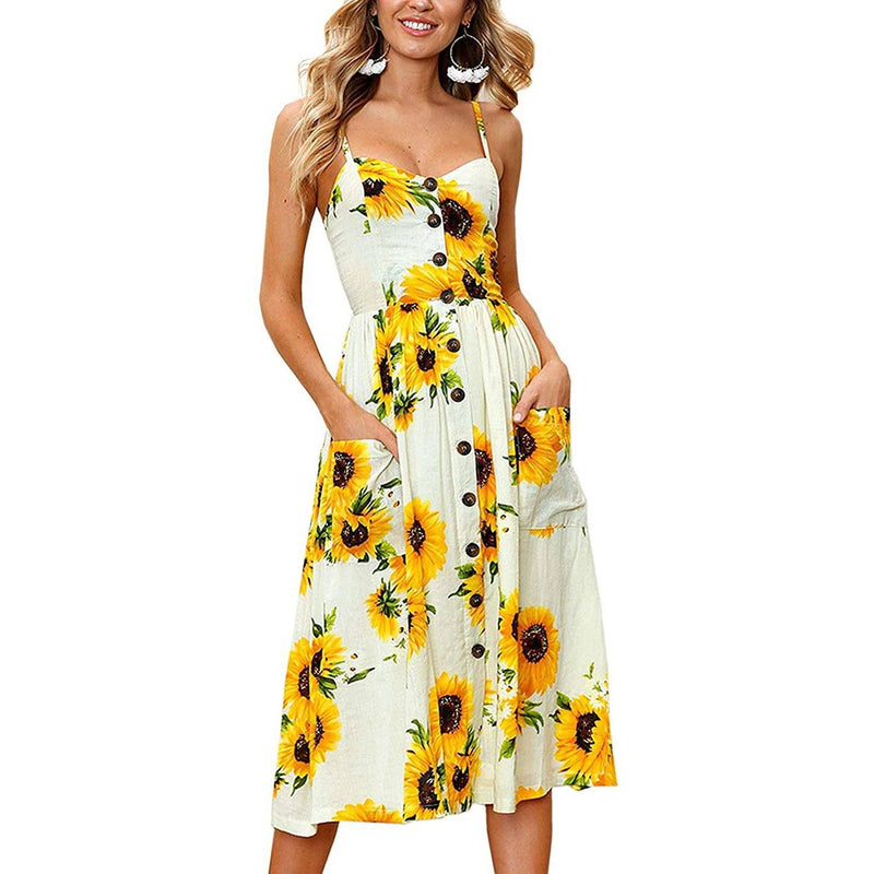 Women's Dresses Summer Casual Spaghetti Strap Women's Clothing Yellow S - DailySale