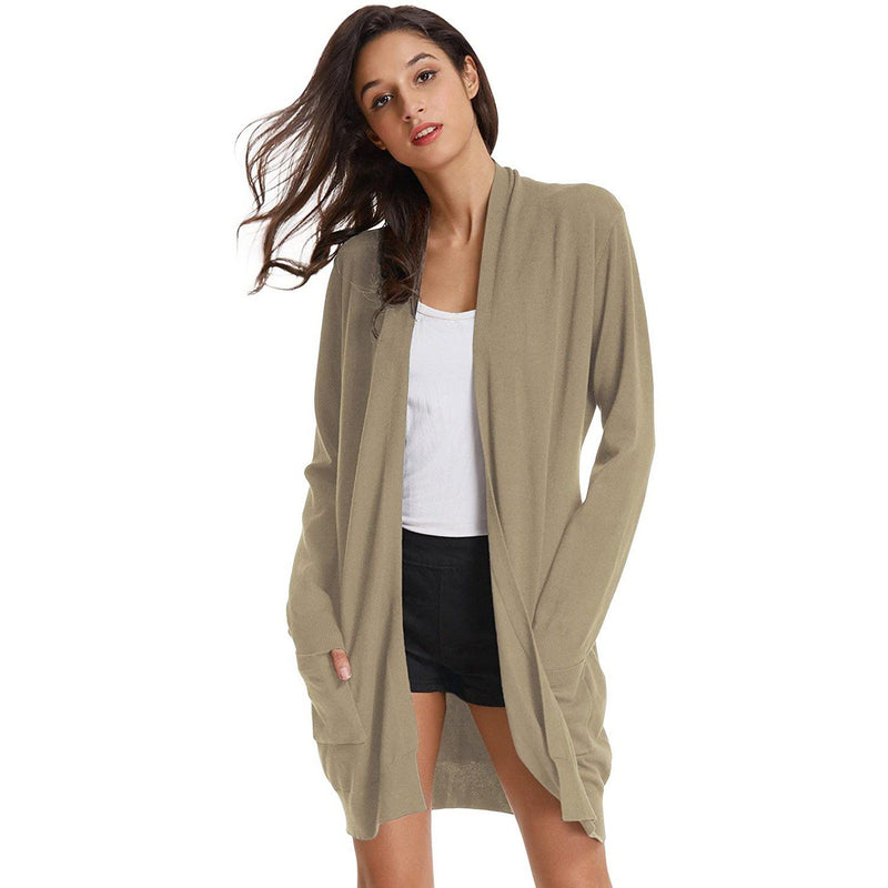 Women's Essential Solid Open Front Long Knited Cardigan Sweater