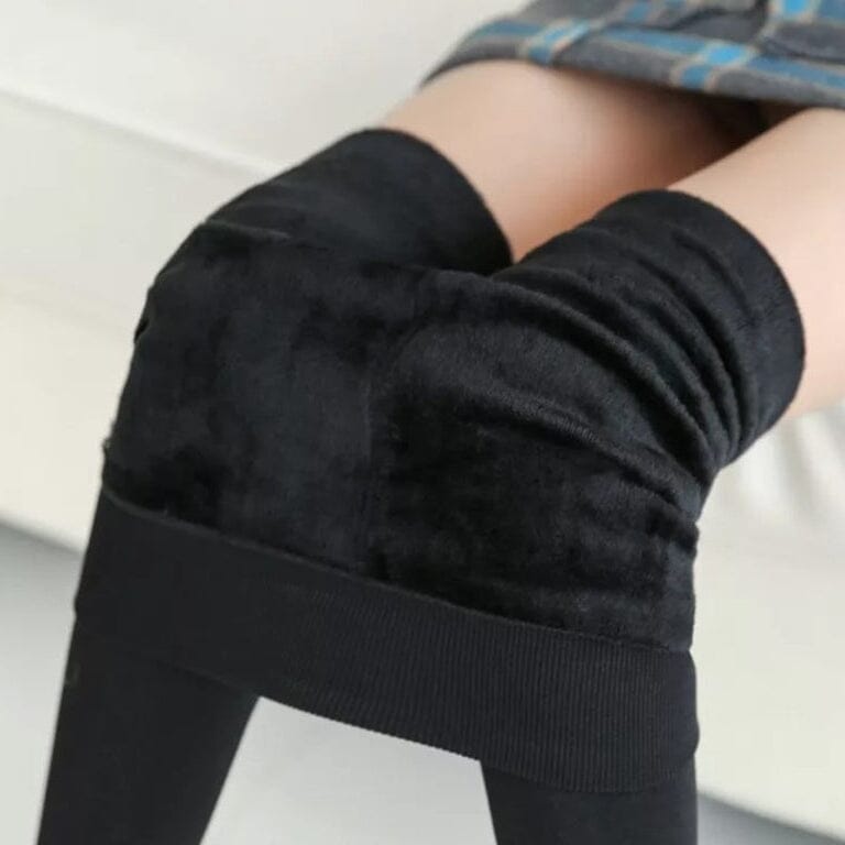 Women’s Extra 220g Fleece Leggings High Waist Stretchy Warm Leggings (One Size) Women's Bottoms Black - DailySale
