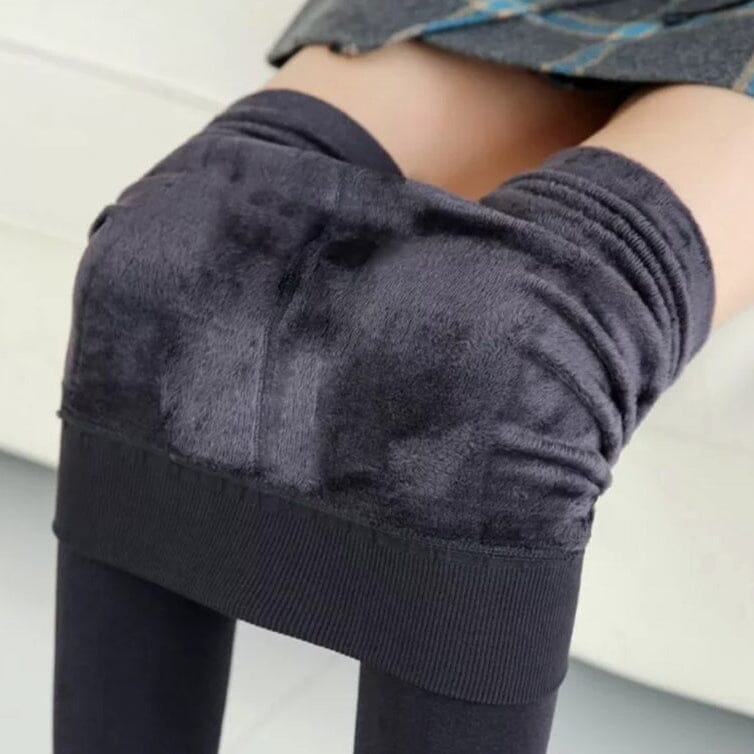 Women’s Extra 220g Fleece Leggings High Waist Stretchy Warm Leggings (One Size) Women's Bottoms Gray - DailySale