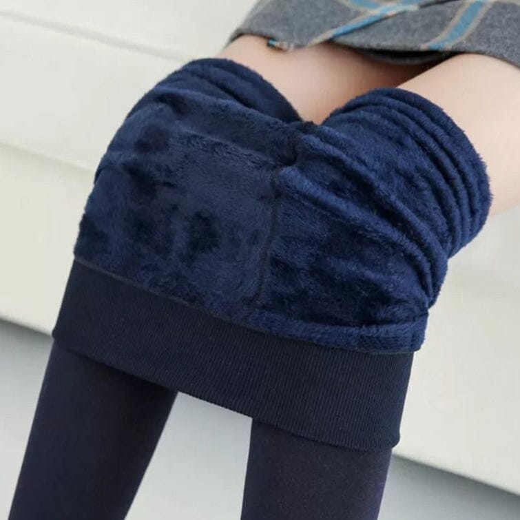 Women’s Extra 220g Fleece Leggings High Waist Stretchy Warm Leggings (One Size) Women's Bottoms Navy - DailySale