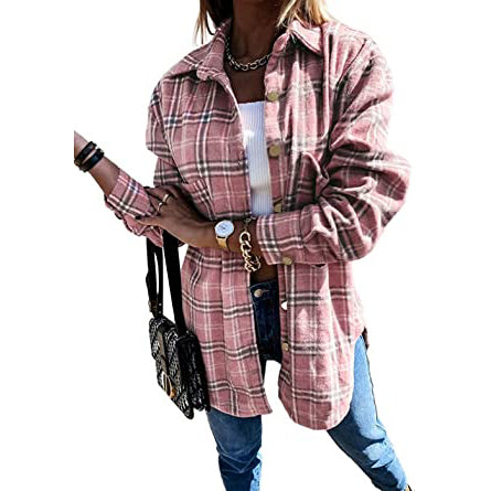 Women's Fall Clothes Plaid  Jacket Long Sleeve