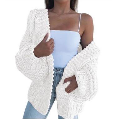 Women's Fashion Cable Knit Cardigan Women's Outerwear White S - DailySale