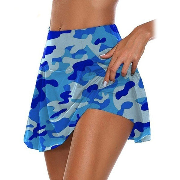 Women's Fashion Camouflage Print Athletic Skirt Women's Bottoms Blue S - DailySale