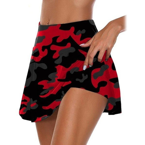 Women's Fashion Camouflage Print Athletic Skirt Women's Bottoms Red S - DailySale