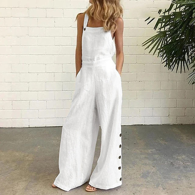 Women's Fashion Casual Loose Jumpsuit Women's Loungewear White S - DailySale