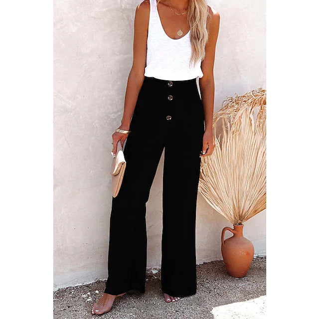 Women's Fashion Culottes Wide Leg Pants Women's Bottoms Black S - DailySale