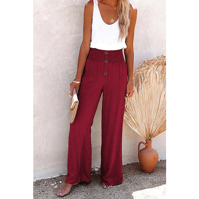 Women's Fashion Culottes Wide Leg Pants Women's Bottoms Wine S - DailySale