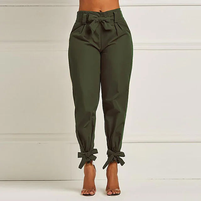 Women's Fashion Drawstring Ankle Trousers Women's Bottoms Green S - DailySale