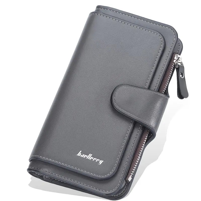 Women's Fashion Faux Leather Wallet with Card Slots & ID Window Bags & Travel Dark Gray - DailySale