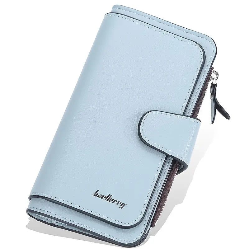 Women's Fashion Faux Leather Wallet with Card Slots & ID Window Bags & Travel Light Blue - DailySale