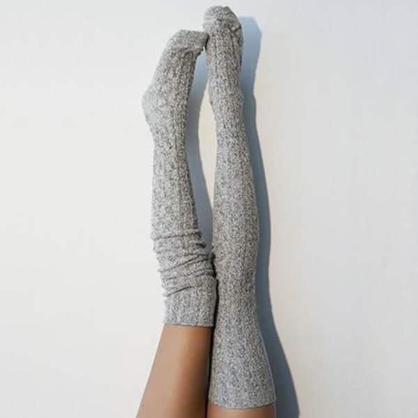 Women's Fashion Solid Color Socks Women's Shoes & Accessories Light Gray - DailySale