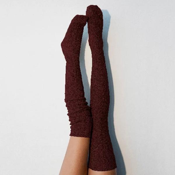 Women's Fashion Solid Color Socks Women's Shoes & Accessories Wine Red - DailySale
