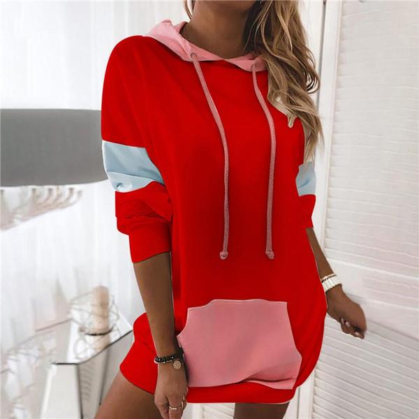 Women's Fashion Warm Loose Pullover Dress Women's Dresses Red S - DailySale