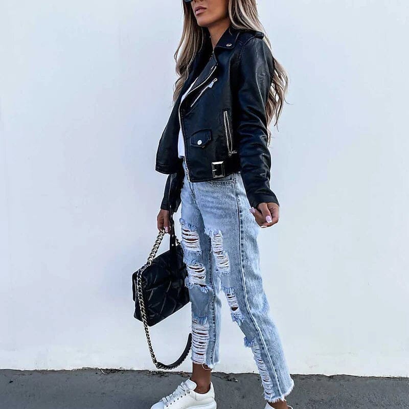 Women's Faux Modern Street Style Leather Jacket Women's Outerwear - DailySale