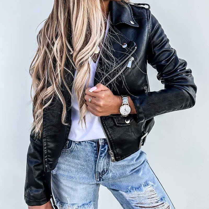 Women's Faux Modern Street Style Leather Jacket Women's Outerwear - DailySale