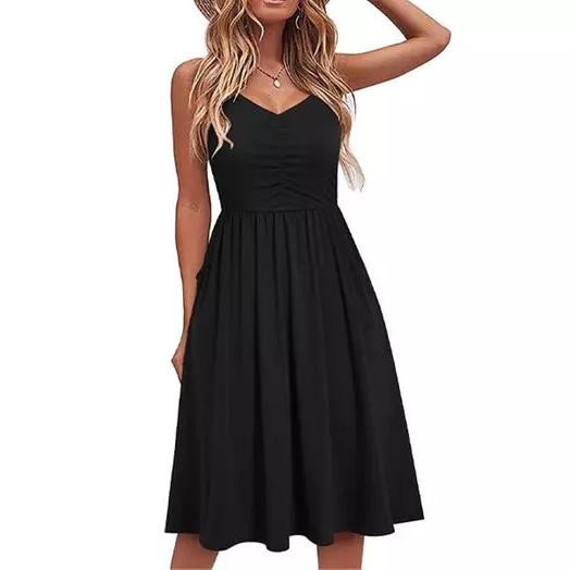 Women’s Fit and Flare Cinch Dress Women's Dresses Black M - DailySale