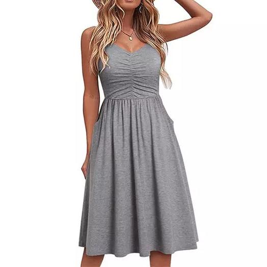 Women’s Fit and Flare Cinch Dress Women's Dresses Gray M - DailySale