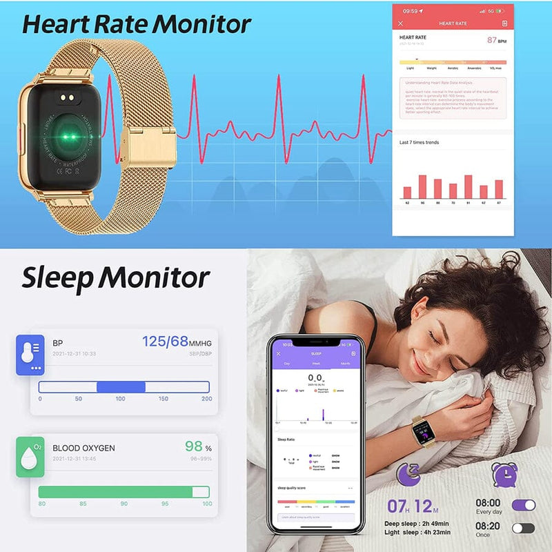 Women's Fitness Tracker with Blood Pressure & Heart Rate Monitor Smart Watches - DailySale