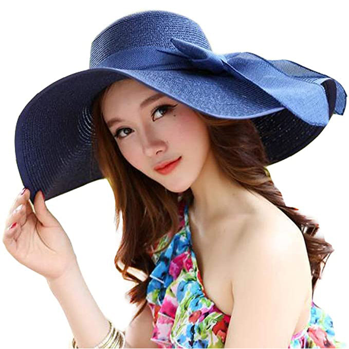 Women's Floppy Wide Brim Beach Hat Women's Shoes & Accessories Navy - DailySale