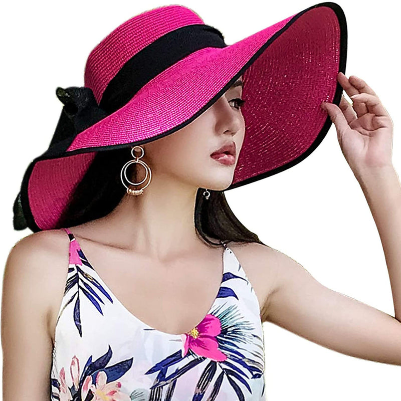 Women's Foldable Floppy Hat Women's Shoes & Accessories Rose Red - DailySale